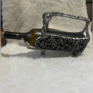 Vintage Davco Silver Plated Grape Leaf Wine Bottle Holder/Caddy